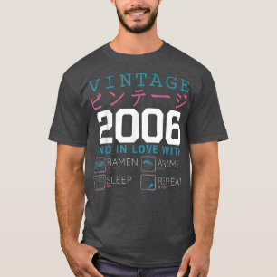 Retro Otaku Kanji Vintage 2006 Birthday Ramen Anim T-Shirt