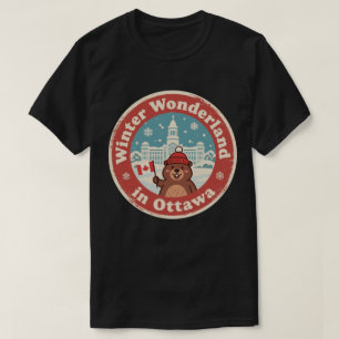 Retro Ottawa Beaver Winter Fun T-Shirt