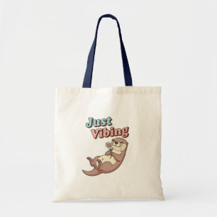 Retro Otter Chill Vibes Canvas Tote Bag