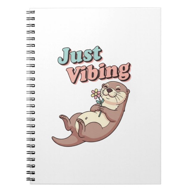 Retro Otter Just Vibing Lined Notebook (Front)