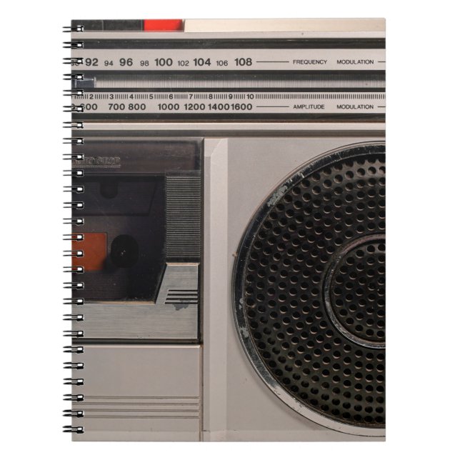 Retro outdated portable stereo radio cassette reco notebook (Front)