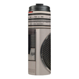 Retro outdated portable stereo radio cassette reco thermal tumbler