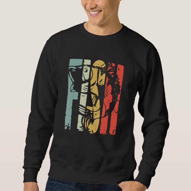 Retro Outdoor Big Bass Fish - Fisherman, Men, Wome Sweatshirt (Front)