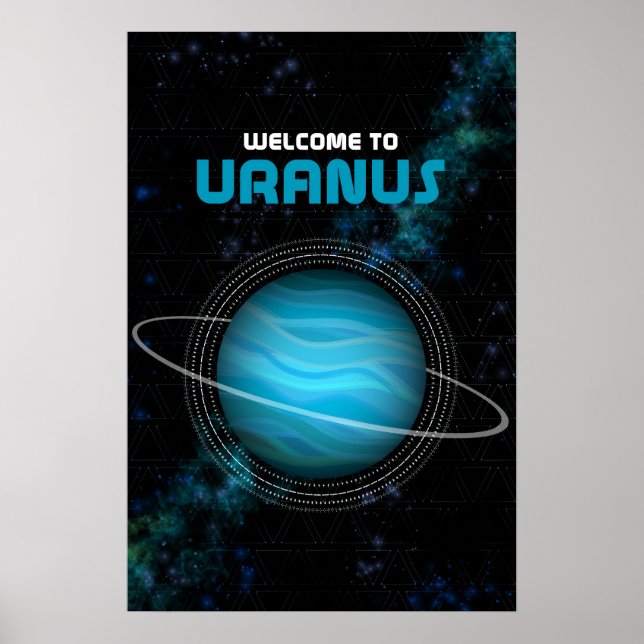 Retro Outer Space Art with the Planet Uranus Poster (Front)