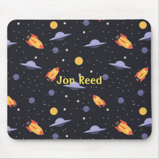 Retro Outer Space Monogrammed Mouse Pad