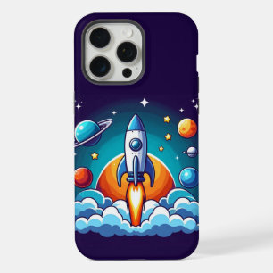 Retro, outer space rocket iPhone 15 pro max case