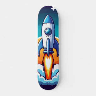Retro, outer space rocket skateboard