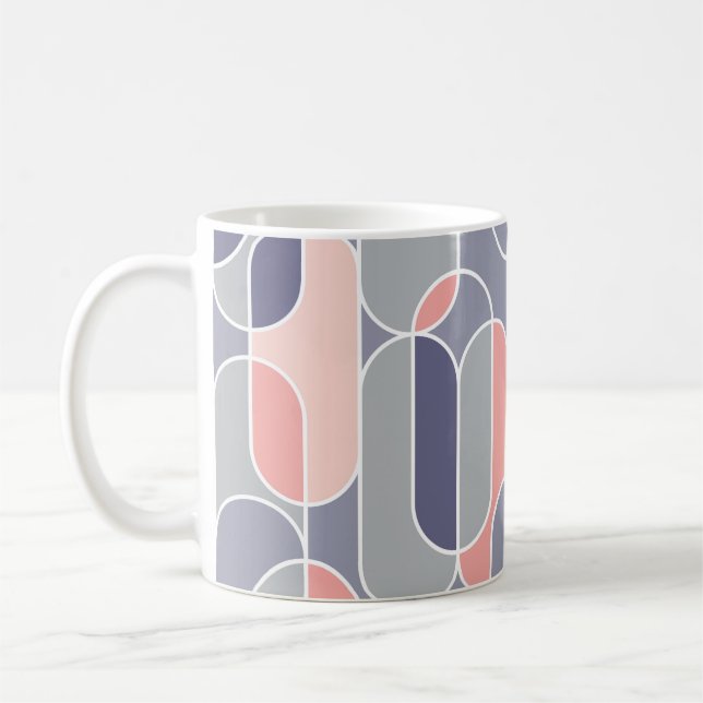 Retro Oval Geometric 70s Pattern Coffee Mug (Left)