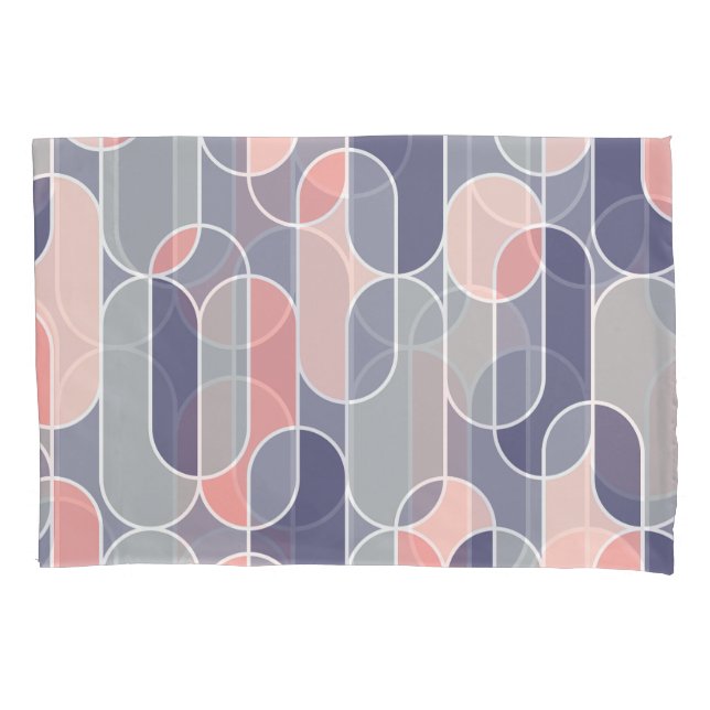 Retro Oval Geometric 70s Pattern Pillowcase (Front)