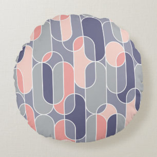 Retro Oval Geometric 70s Pattern Round Cushion