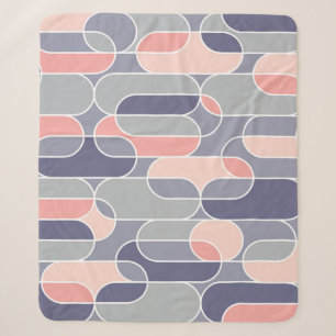 Retro Oval Geometric 70s Pattern Sherpa Blanket