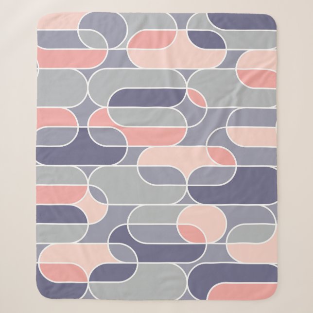 Retro Oval Geometric 70s Pattern Sherpa Blanket (Front)