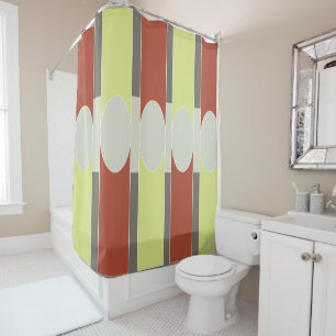 Retro Oval Stripe Shower Curtain 