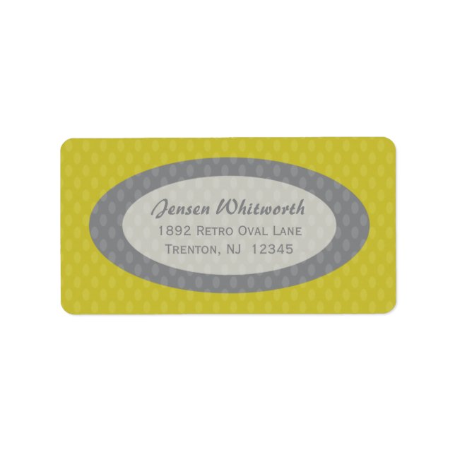 Retro Ovals Address Labels - Olive (Front)