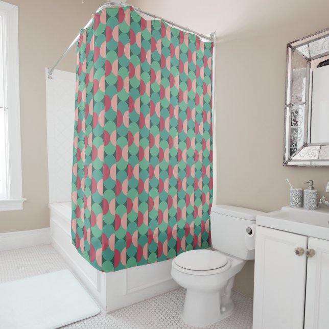 Retro Ovals and Semi-Circles Shower Curtain (In Situ)