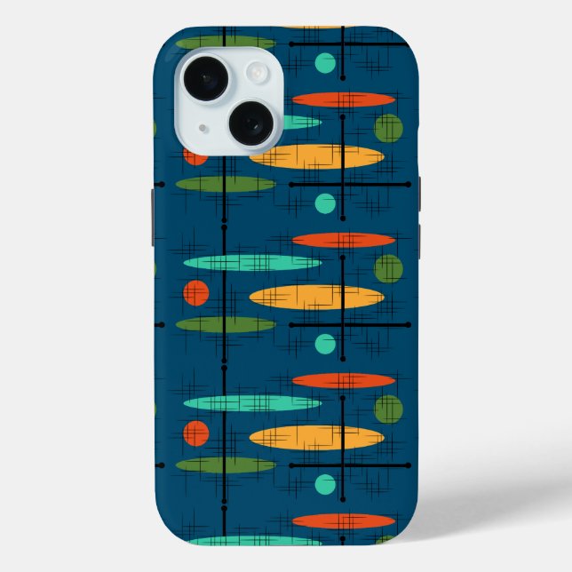Retro Ovals Dots & Lines Case-Mate iPhone Case (Back)