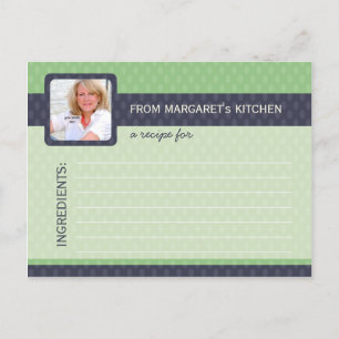 Retro Ovals Photo Recipe Cards - Moss