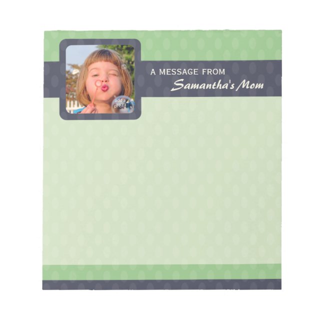 Retro Ovals Photo Small Mum Notepad - Moss (Front)