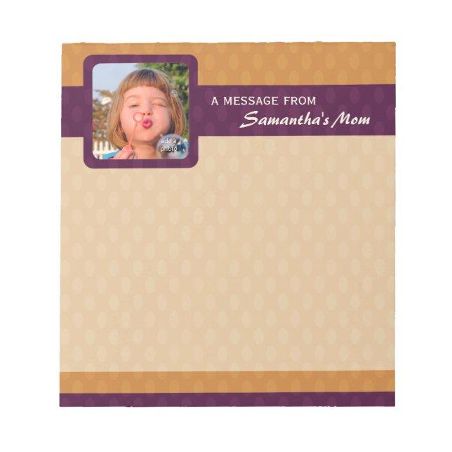 Retro Ovals Photo Small Mum Notepad - Tangerine (Front)