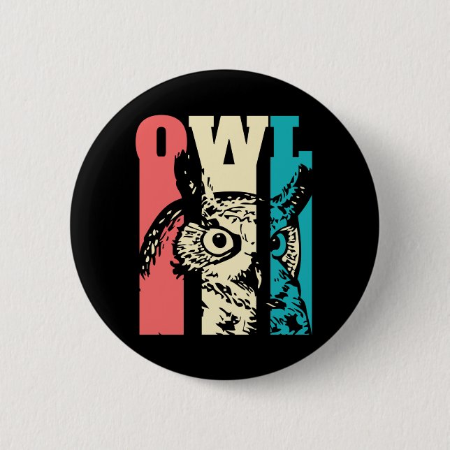 Retro Owl 6 Cm Round Badge (Front)
