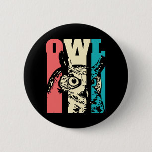 Retro Owl 6 Cm Round Badge
