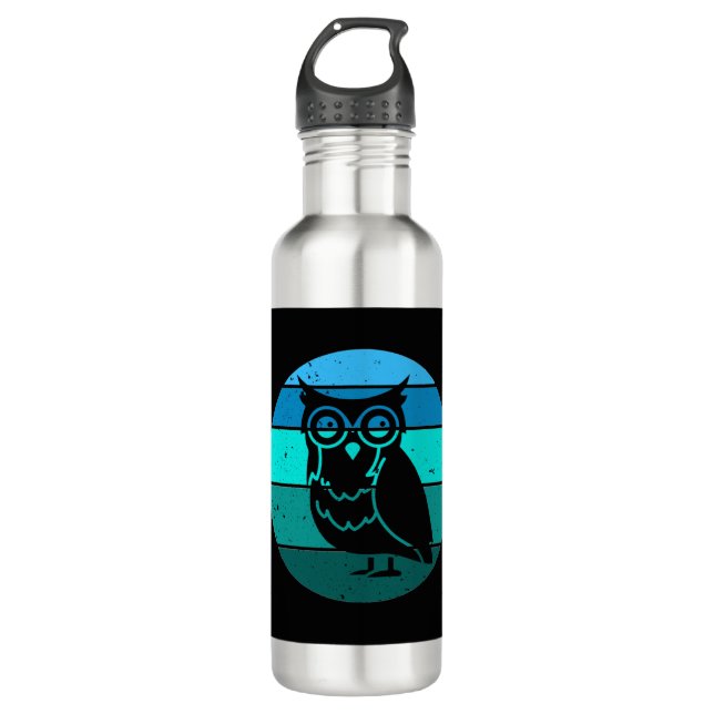 Retro Owl 710 Ml Water Bottle (Front)