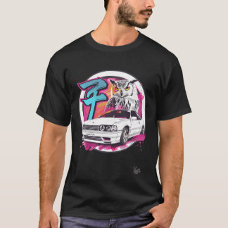 Retro Owl and Car Design family gift T-Shirt