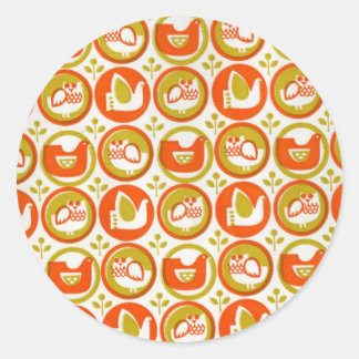 Retro Owl Classic Round Sticker