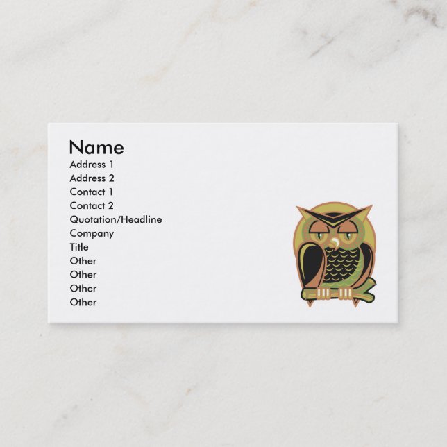 retro owl design business card (Front)
