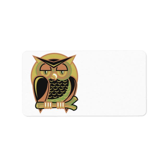 retro owl design label (Front)