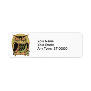 retro owl design return address label