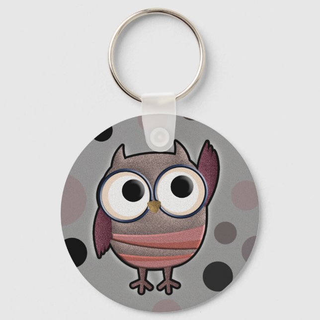 Retro Owl Key Ring (Front)