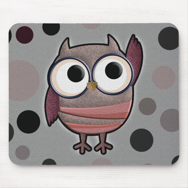 Retro Owl Mouse Pad (Front)