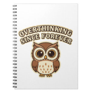 Retro Owl Overthinking Lined Notebook