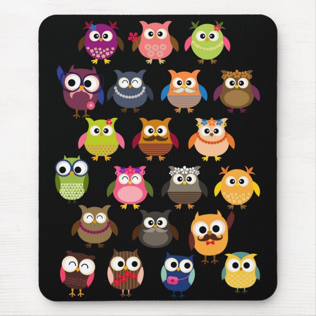 Retro Owl Pattern Mouse Pad (Front)