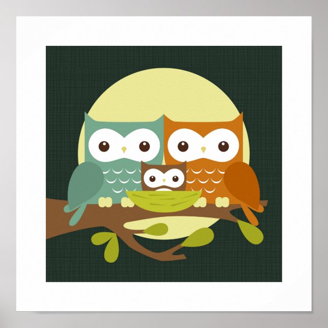 Retro Owl Poster Print (Front)