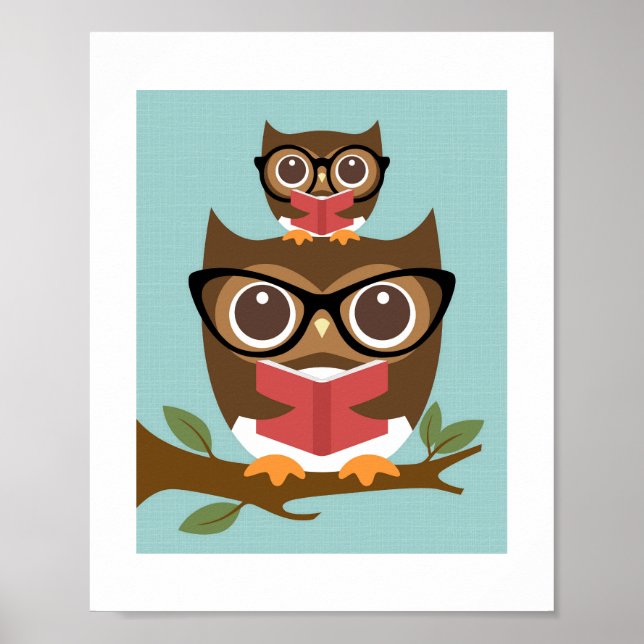 Retro Owl Poster Print (Front)