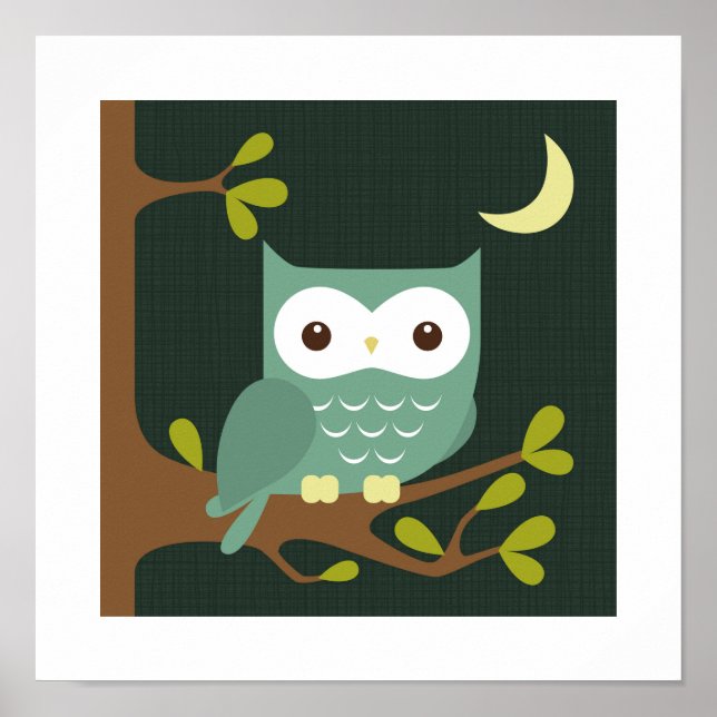 Retro Owl Poster Print (Front)