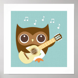 Retro Owl Poster Print