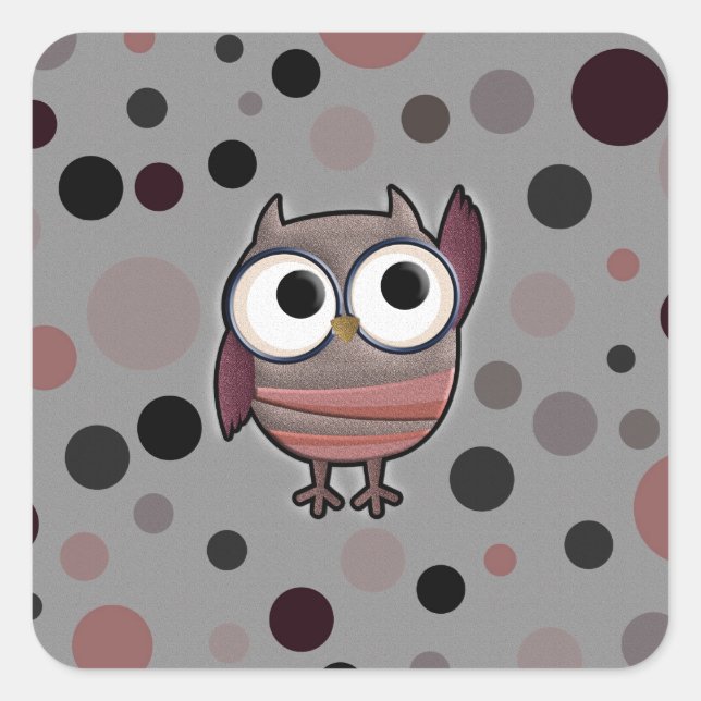 Retro Owl Square Sticker (Front)