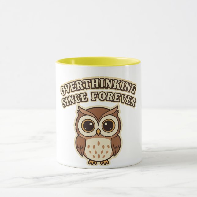 Retro Owl Thinking Mode Color Inside Mug (Center)