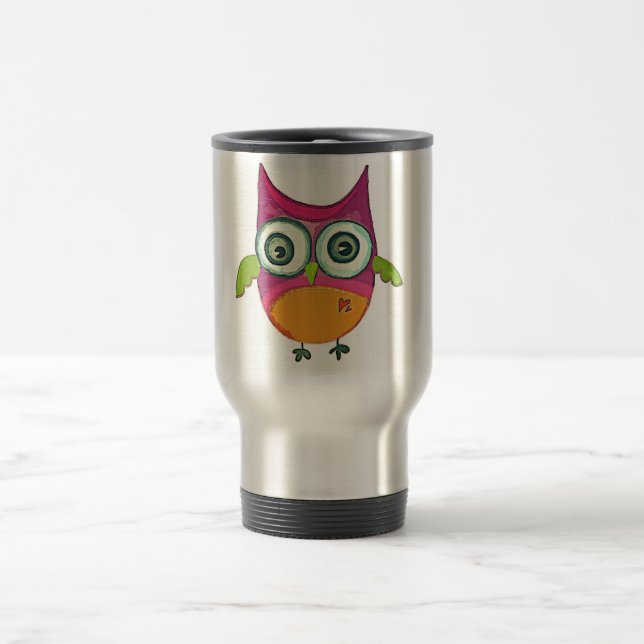 Retro Owl Travel Mug (Center)