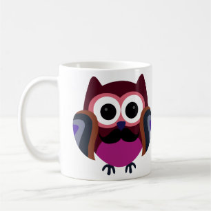Retro Owl with Moustache Coffee Mug