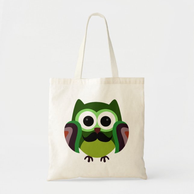 Retro Owl with Moustache Tote Bag (Front)