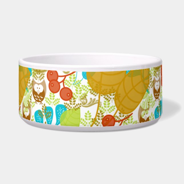 Retro Owls Leaves Fruit Pet (Front)