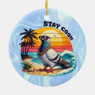 Retro Owner Lover Gift Pigeon City Doves Stay Coo Ceramic Ornament