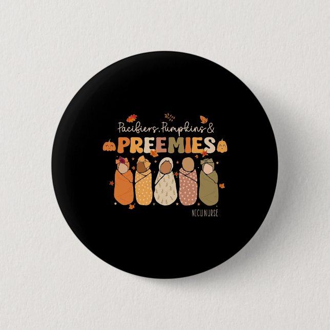 Retro Pacifiers Pumpkins Preemies Thanksgiving Nic 6 Cm Round Badge (Front)