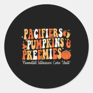 Retro Pacifiers Pumpkins Preemies Thanksgiving Nic Classic Round Sticker