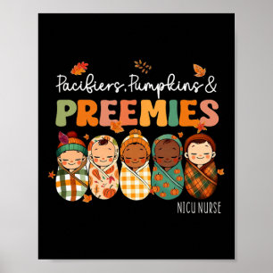 Retro Pacifiers Pumpkins Preemies Thanksgiving Nic Poster