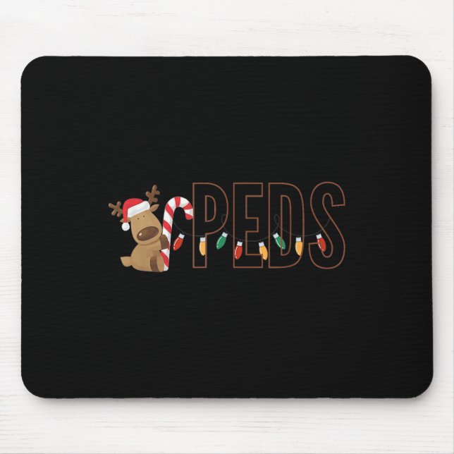 Retro Paediatrics Christmas Lights Reindeer Peds N Mouse Pad (Front)
